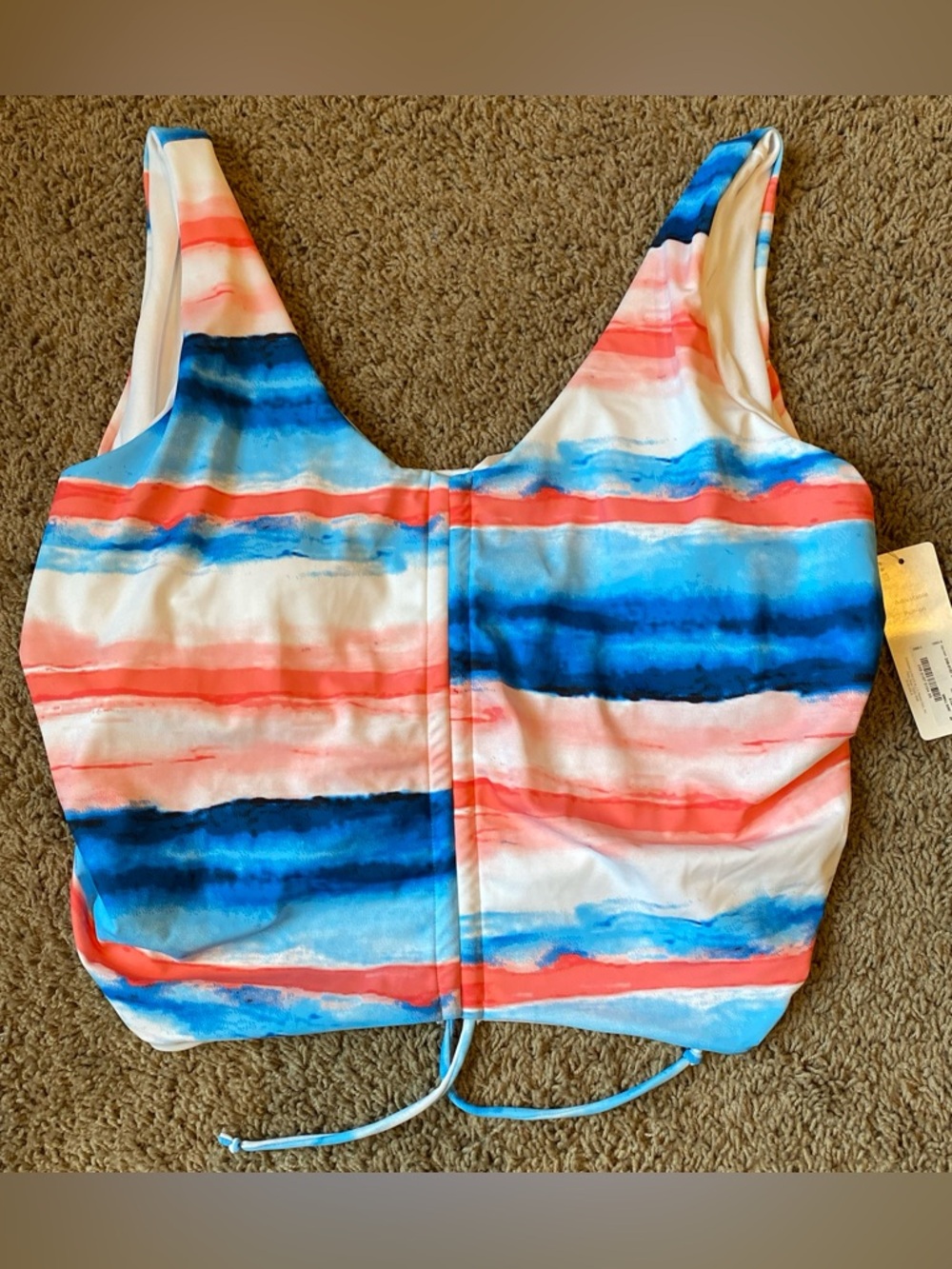 Peyton & Parker Tank Swim Top Size XL Blue Pink Swimsuit Womens NEW